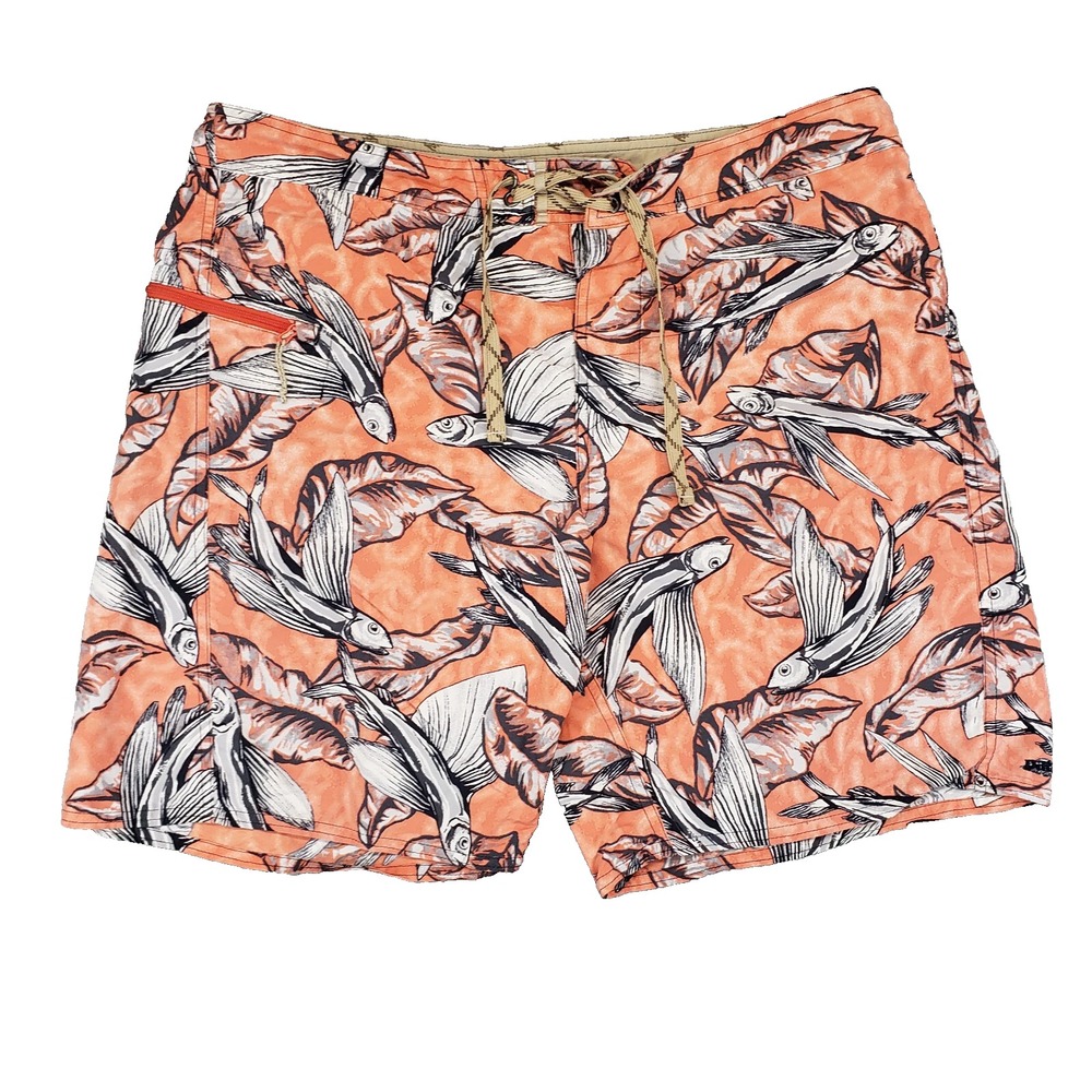 Patagonia Stretch Planing Flying Fish‎ Board Shorts Mens 36 Pink Orange Surf 79c